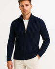 Mens Cardigan Grey Ribbed Knit Lightweight Casual and Formal Design for Men 2