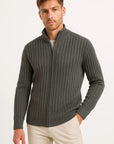 Mens Cardigan Grey Ribbed Knit Lightweight Casual and Formal Design for Men 3