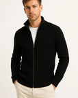 Mens Cardigan Grey Ribbed Knit Lightweight Casual and Formal Design for Men 4