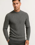 Mens Crewneck Sweater Cotton Blend Cable Knit Lightweight Stylish Design 1