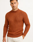 Mens Crewneck Sweater Cotton Blend Cable Knit Lightweight Stylish Design 2