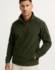 Mens Fleece Half-Zip Pullover Gray Lightweight Casual Comfort Stylish 1