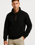 Mens Fleece Half-Zip Pullover Gray Lightweight Casual Comfort Stylish 2