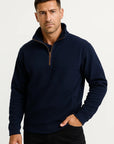 Mens Fleece Half-Zip Pullover Gray Lightweight Casual Comfort Stylish 3