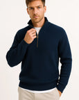 Mens Half-Zip Sweater Cotton Blend Casual Jumper Stylish Layering 1