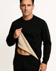 Mens Sweater Thick Velvet Round Neck Casual Winter 4