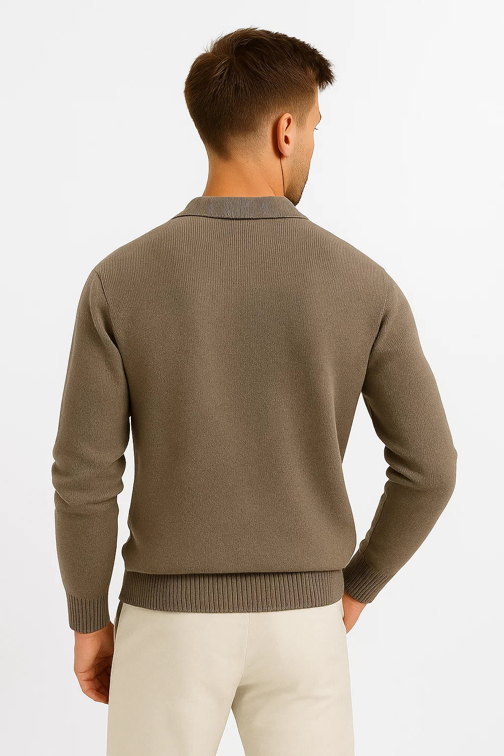 Mens Polo Sweater Cotton Blend Classic Knit Pullover with Structured Collar 2