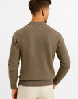 Mens Polo Sweater Cotton Blend Classic Knit Pullover with Structured Collar 2