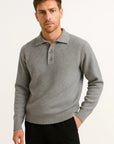 Mens Polo Sweater Cotton Blend Classic Knit Pullover with Structured Collar 3