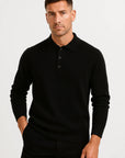 Mens Polo Sweater Merino Wool Long Sleeve Classic Knit 2