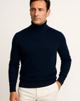 Mens Turtleneck Sweater in Grey Cotton – Comfortable Roll Neck Knitwear for Timeless Style 4