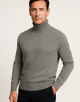 Mens Turtleneck Sweater in Grey Cotton – Comfortable Roll Neck Knitwear for Timeless Style 8
