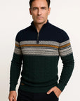 Mens Quarter-Zip Sweater Cotton Blend Fair Isle Pattern Athletic Fit 4
