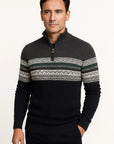 Mens Quarter-Zip Sweater Cotton Blend Fair Isle Pattern Athletic Fit 5