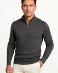 Men's Quarter Zip Sweater in Cotton Blend - Classic Fit, Minimalist Design for Smart Casual Wear 1