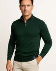 Men's Quarter Zip Sweater in Cotton Blend - Classic Fit, Minimalist Design for Smart Casual Wear 2