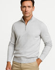 Men's Quarter Zip Sweater in Cotton Blend - Classic Fit, Minimalist Design for Smart Casual Wear 4