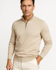 Men's Quarter Zip Sweater in Cotton Blend - Classic Fit, Minimalist Design for Smart Casual Wear 5