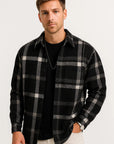 Mens Casual Shirt Cotton-Polyester Blend Long Sleeve Checkered Khaki 6