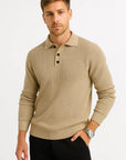 Mens Sweater Grey Acrylic Shirt Collar Long Sleeve Timeless Design Comfortable and Elegant 3