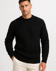 Mens Sweater Grey Knitted Pattern Soft Yarn Relaxed Fit Ribbed Round Neck 2