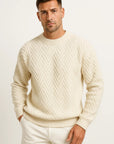 Mens Sweater Grey Knitted Pattern Soft Yarn Relaxed Fit Ribbed Round Neck 3