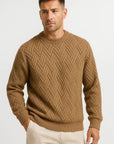 Mens Sweater Grey Knitted Pattern Soft Yarn Relaxed Fit Ribbed Round Neck 4