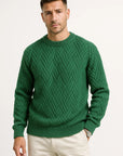 Mens Sweater Grey Knitted Pattern Soft Yarn Relaxed Fit Ribbed Round Neck 5
