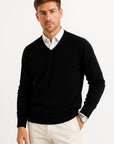 Mens Sweater Grey Wool-Polyester Blend V-Neck Lightweight Layering Ribbed Cuffs 5