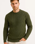 Mens Sweater Grey Wool Blend Slim Fit Cable Knit Casual Wear 6