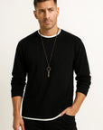 Mens Long Sleeve T-Shirt Stretchable Waffle Texture Crew Neck 1