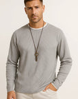 Mens Long Sleeve T-Shirt Stretchable Waffle Texture Crew Neck 3