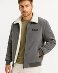 Mens Winter Jacket Grey Fleece Lined Ribbed High Collar Comfortable Stylish 3
