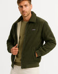 Mens Winter Jacket Grey Fleece Lined Ribbed High Collar Comfortable Stylish 4