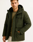Mens Winter Jacket Cotton Insulated Windproof Casual Navy Blue 2
