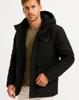 Mens Winter Jacket Cotton Insulated Windproof Casual Navy Blue 4
