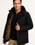Mens Winter Jacket Black Lambswool Oversized Hooded Thick Padded Jacket 1