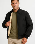 Mens Casual Fleece Jacket Polyester Zip-Up Stand Collar Bomber 2