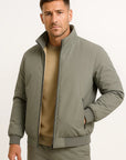 Mens Casual Fleece Jacket Polyester Zip-Up Stand Collar Bomber 5