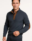 Mens Sweater Polyester Classic Casual with Suede Elbow Patches Button-Up Collar 2