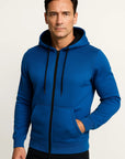 Mens Hoodie Light Blue Polka Dot Fleece Casual with Zipper 3