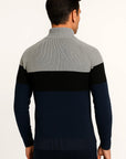 Mens Lightweight Full-Zip Cotton Sweater Jacket Color Block 2