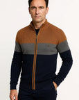 Mens Lightweight Full-Zip Cotton Sweater Jacket Color Block 5