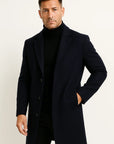 Mens Trench Coat Premium Fabric Mid-Length Notch Lapel Winter Coat 3