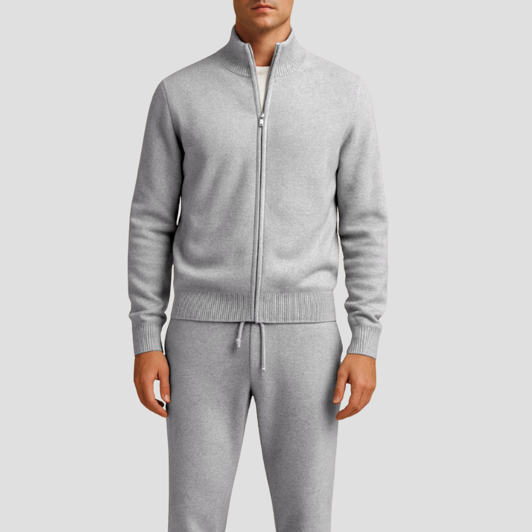 Men's Casual Set Merino Wool Zipper Jacket and Pants 0