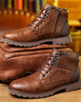 Men's Dress Boots PU Leather Zipper Elegant Durable Casual Footwear