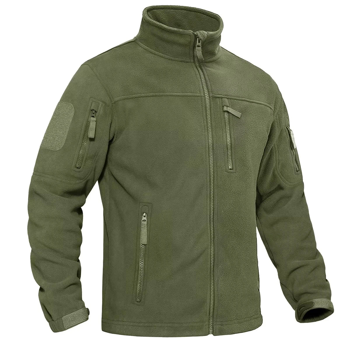 Men's Fleece Jacket Windproof Full Zip Outdoor Coat with Multiple Pockets