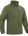 Men's Fleece Jacket Windproof Full Zip Outdoor Coat with Multiple Pockets