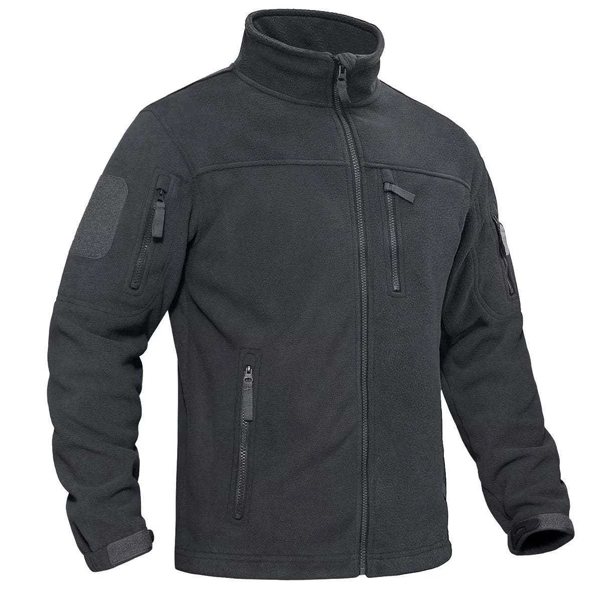 Men's Fleece Jacket Windproof Full Zip Outdoor Coat with Multiple Pockets