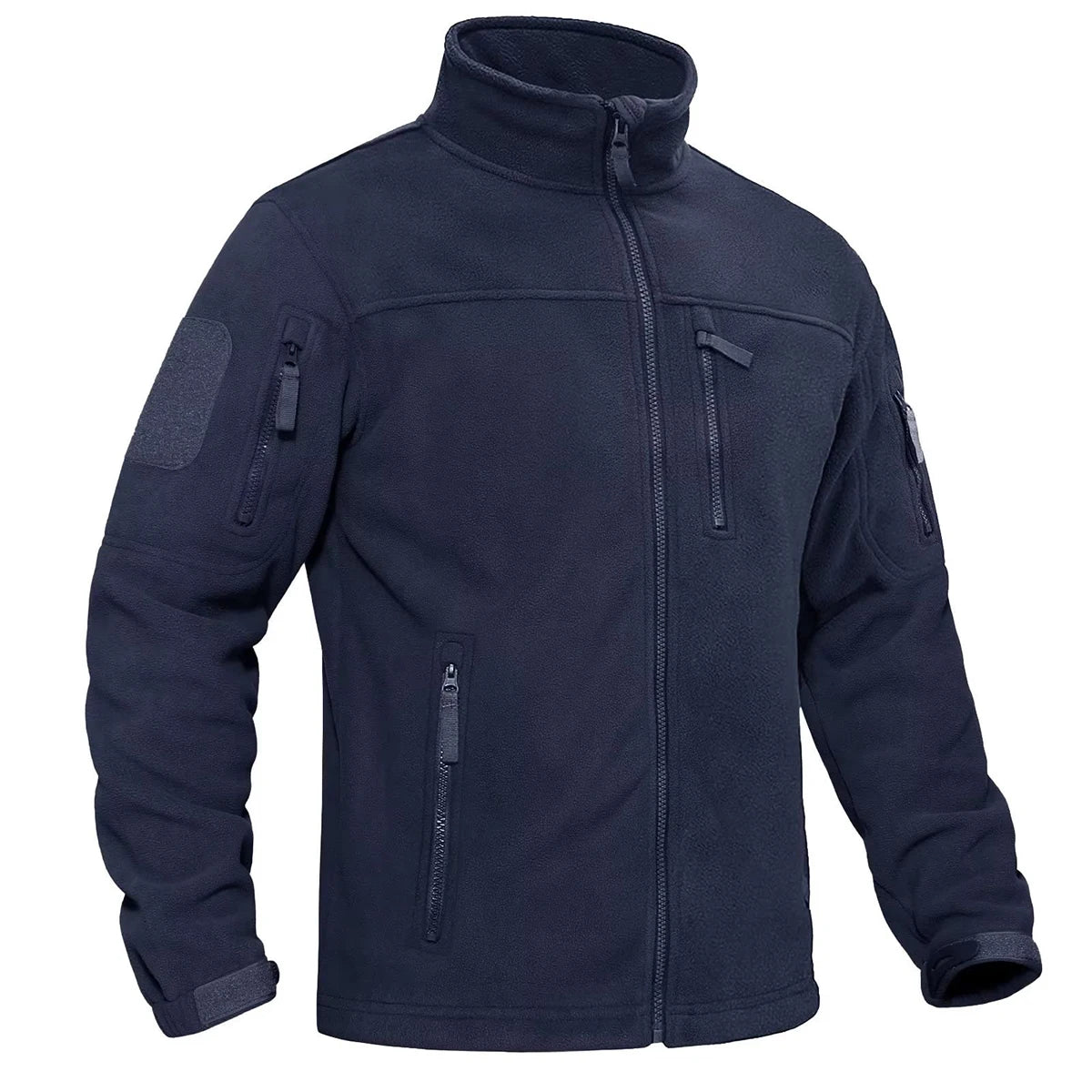 Men's Fleece Jacket Windproof Full Zip Outdoor Coat with Multiple Pockets